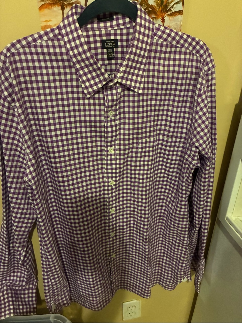J Crew purple plaid button down shirt long sleeves size 17/36